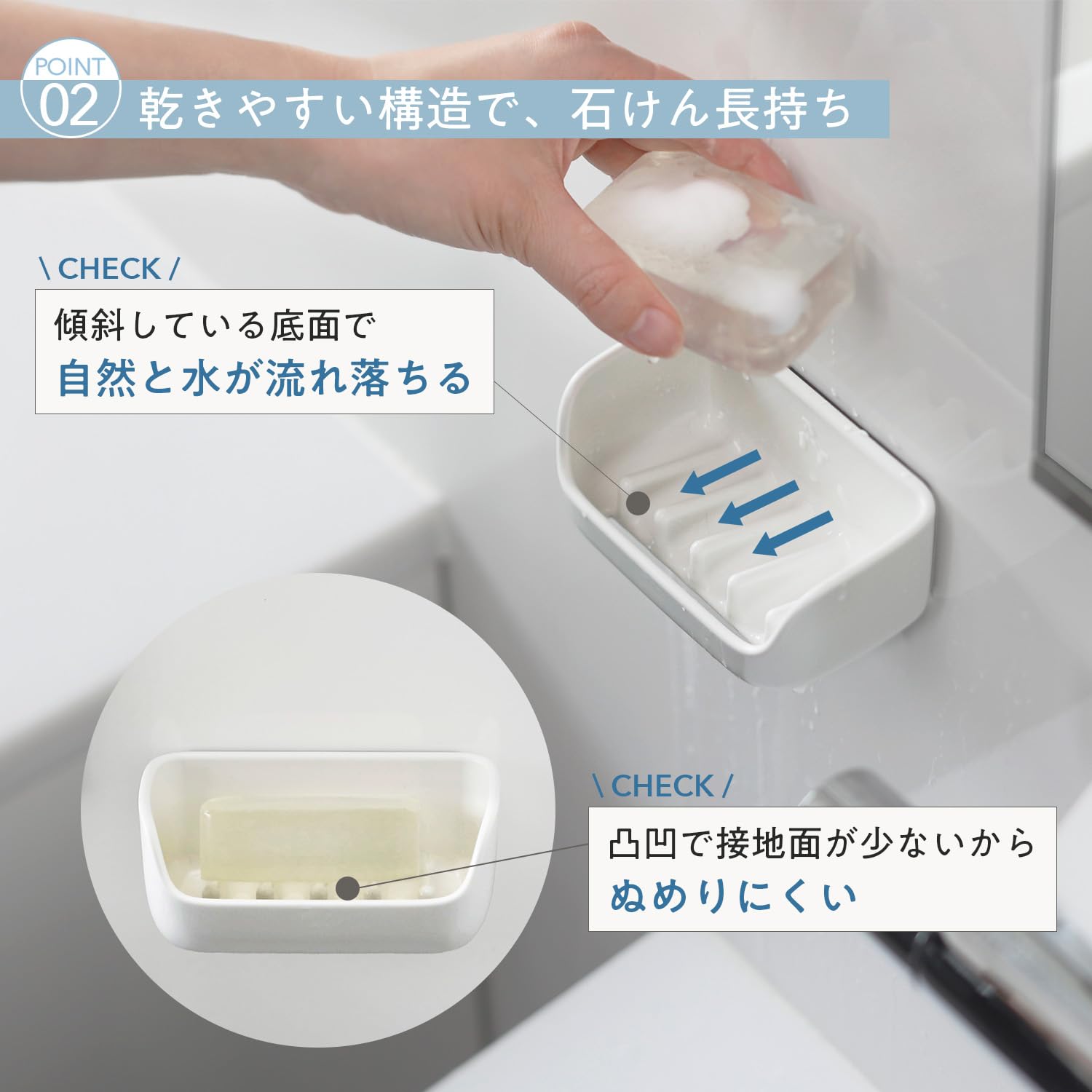 Amazon｜マーナ (marna) マグネット 石けん置き (自然に水が切れる傾斜